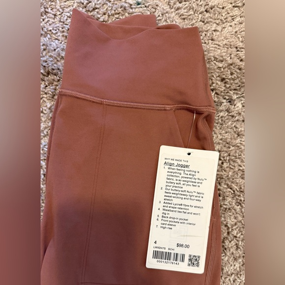 NWT Size 4 Spiced Chai Lululemon Align Joggers - Picture 2 of 4